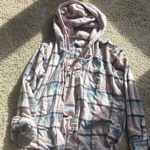 American Eagle Outfitters Plaid Hoodie - purple & blue